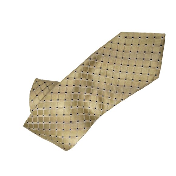 Club Room Mens Beige and Blue Checkered Silk Tie - Picture 5 of 8